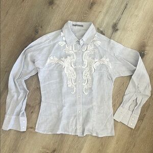 Ermanno Scervino Blue and White Striped Blouse